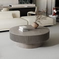 thumbnail image 4 of YWEN 39.37'' Round Coffee Table with Storage, Solid Wood Veneered Modern Drum Coffee Table Accent Tea Table for Living Room, Bedroom, Apartment or Office, 4 of 18