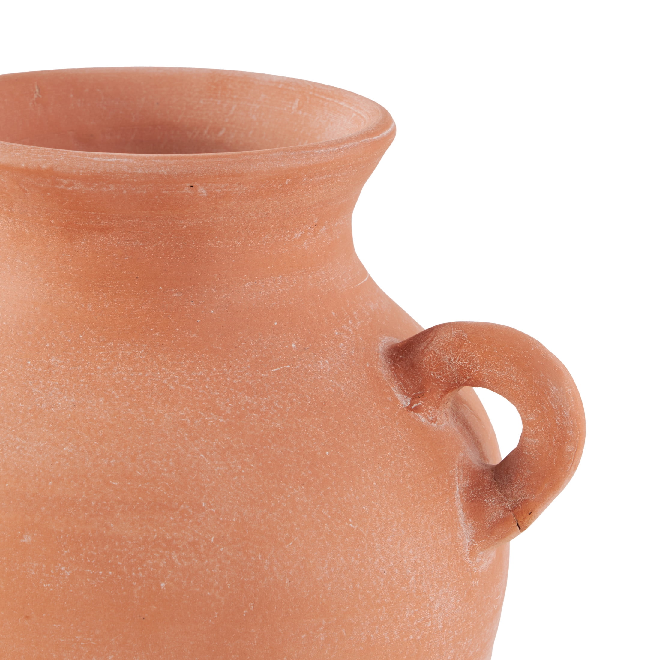 DecMode 11" Washed Terracotta Jug Pink Ceramic Vase with Handles