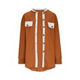 thumbnail image 4 of Usmixi 2023 Winter Womens Corduroy Jackets Womens Shacket Jackets Fashion Color Patchwork Button Down Stand Neck Shirts Coats Winter Loose Long Sleeve Cozy Corduroy Coat with Pocket Up to 65% off, 4 of 5