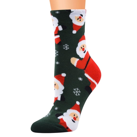 GDREDA Chaussettes Hautes pour Femmes Motif de Noël Décontracté Chaussettes Tube Confortables Chaussettes de Noël Vertes, Taille Unique