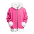 thumbnail image 4 of LTTVQM Christmas Hoodies for Girls Boys Happy Fleece Sherpa Lined Zip Up Santa Pullover Soft Long Sleeve Fashion Faux Fur Trim Furry Jacket Hot Pink 5-6 Years, 4 of 6