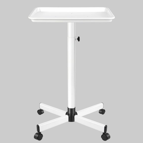 Chetunju White Salon Tray, Salon Rolling Tray Cart with Wheels,White Tattoo Tray Adjustable Salon Color Tray Suitable for a Minimalist Environment,Suitable f