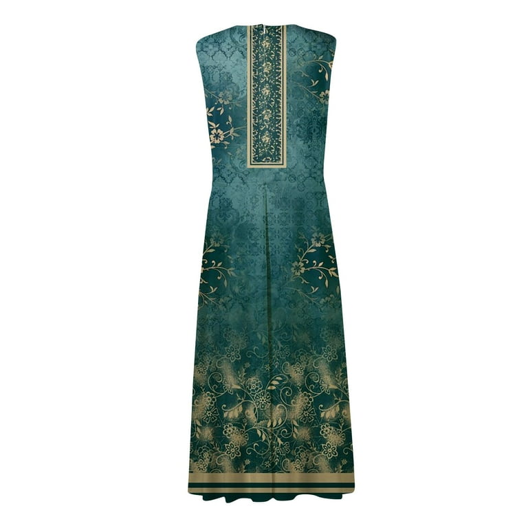 kytmyeq Women's Long Dress Maxi Dress Casual Dress Summer Casual Sleeveless  V Neck Boho Waist Flower Printed Dress - Walmart.com