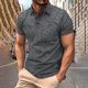 thumbnail image 1 of Playeras Elvqul Hombre Liso Gris Oscuro Casual Manga Corta Abotonada Solapa Gym, 1 of 9