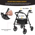 thumbnail image 2 of Déambulateur à Roulettes Pliant avec Siège Grand pour Aînés, Roues de 8 Pouces et Sac de Rangement Pratique, Hauteur de Poignée Ajustable, Supporte jusqu'à 300 Lb, Noir, 2 of 8