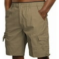 thumbnail image 2 of MIXUE Mens Shorts Summer Cargo Solid Color Straight Leg With Multiple Pockets Loose Fit Casual Outwear,Yellow,XXL, 2 of 5