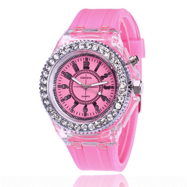 Reloj luminoso LED colorido para hombres y mujeres, reloj de cuarzo fluorescente para estudiantes y hombres