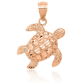 thumbnail image 3 of 14K Solid Rose Pink Gold Sea Turtle Necklace Chain Pendant Charm, 3 of 8