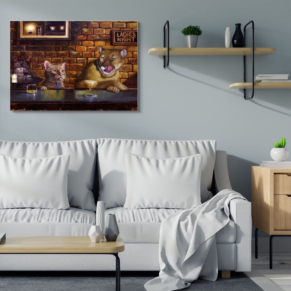 Stupell Industries Cougar at the Bar Ladies Night Animal Humor Canvas Wall Art Design by Lucia Heffernan, 36" x 48"