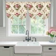 thumbnail image 5 of Vintage Floral Tie Up Curtain 63 Inches Long, Pink Roses Leaves Plant Beige Farmhouse Balloon Style Kitchen Window Curtain Over Sink, Small Window Rod Pocket Curtain 46"x63", 5 of 9