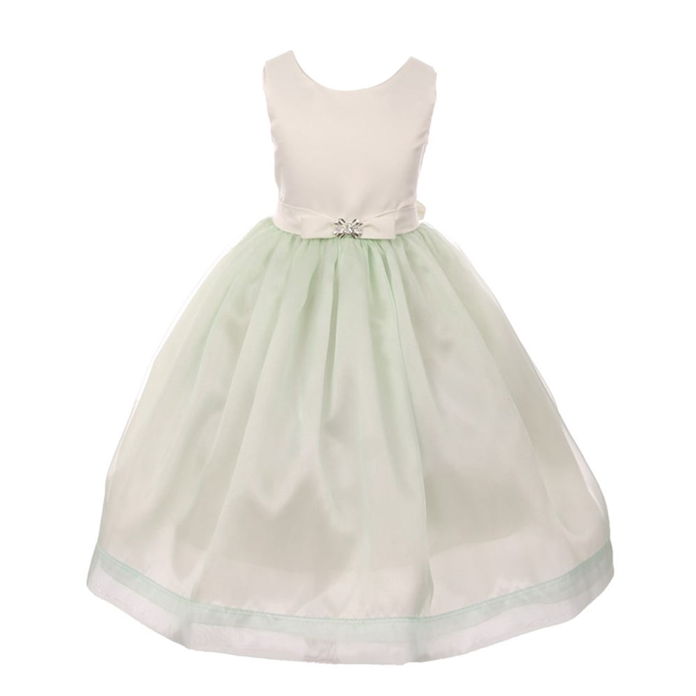 KiKi Kids USA Kiki Kids Girls Mint Sleeveless Satin Puffy Organza Bow