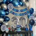 thumbnail image 5 of AYUQI Blue 30th Birthday Decorations for Men, Navy Blue Silver Happy 30th Birthday, Blue and Silver 30th Birthday Balloons with Birthday Banner for Him 30 Years Old Birthday Party Supplies, 5 of 9