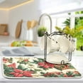 thumbnail image 5 of Yayeee Dish Drying Mat for Kitchen Counter 16"x18" Microfiber Absorbent Pad, Red Christmas Poinsettia, 5 of 7
