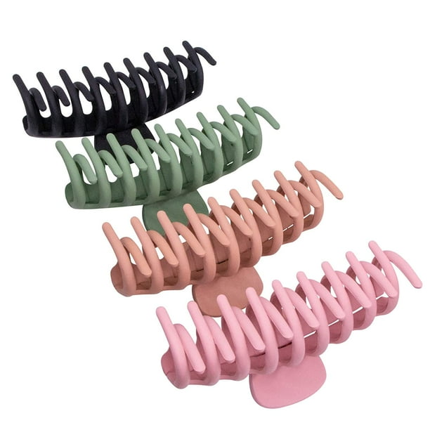 Pinzas para el cabello Pinzas grandes para el cabello Pinzas antideslizantes para cabello fino para mujeres y niñas, sujeción fuerte para cabello grueso, 4 colores disponibles 4 pulgadas (4 paquetes) Ormromra HMHZ102-2