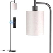 BedLuxury Dimmable Arc Floor Lamp with Remote Control for Living Room, Bedroom, 9W LED Bulb Included, Linen Shade, Beige
