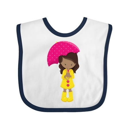 

Inktastic African American Girl Yellow Raincoat Umbrella Gift Baby Girl Bib