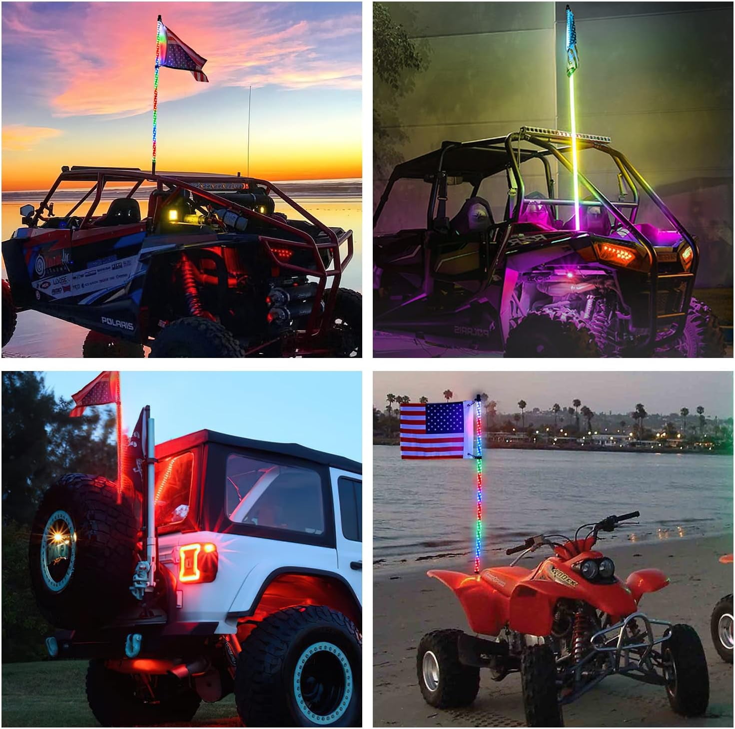 Nilight 1PC 3FT Spiral RGB Led Whip Light w/RGB Chasing/Dancing Light RF Remote Control Lighted Antenna Whips for Can-am ATV UTV RZR Polaris Dune Buggy 4 Wheeler Offroad Jeep Truck