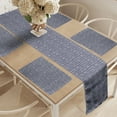 thumbnail image 2 of Ambesonne Feather Table Runner & Placemats, Bohemian Horizontal Pattern, Placemat 4 pcs + Runner 14"x90", Purpleblue White, 2 of 2