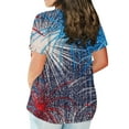 thumbnail image 4 of Levmjia Women's Plus Size T-Shirt, Patriotic American Flag Fireworks Print Short Sleeve Crewneck Top, Casual USA Summer Independence Day Graphic Tee for Ladies, 4 of 6