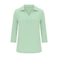 thumbnail image 6 of TYGHBN Casual Loose Solid Color V Neck 3/4 Sleeve Shirt for Women Women Summer Shirts Women S T Shirts Long Sleeve Shirt Women for Layering Womens Shirts Casual Casual Shirts for Women Summer Long, 6 of 6