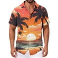 thumbnail image 2 of Ceisia Men's Orange-tone Coconut Shadow Sunset Print Short Sleeve Button Down Hawaiian Shirt With Chest Pocket Multicolor S Gifts, 2 of 6