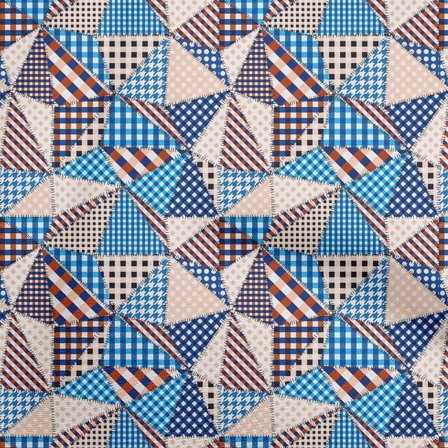 oneOone Georgette Viscose Navy Blue Fabric Check Patchwork Sewing Material Print Fabric By The Yard 42 Inch Wide