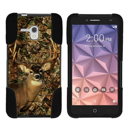 Alcatel One Touch Fierce Parts Alcatel One Touch Fierce XL 5054N STRIKE IMPACT Dual Layered Shock Resistant Case with Built-In Kickstand by Miniturtle® - Deer Hunting Camo ()