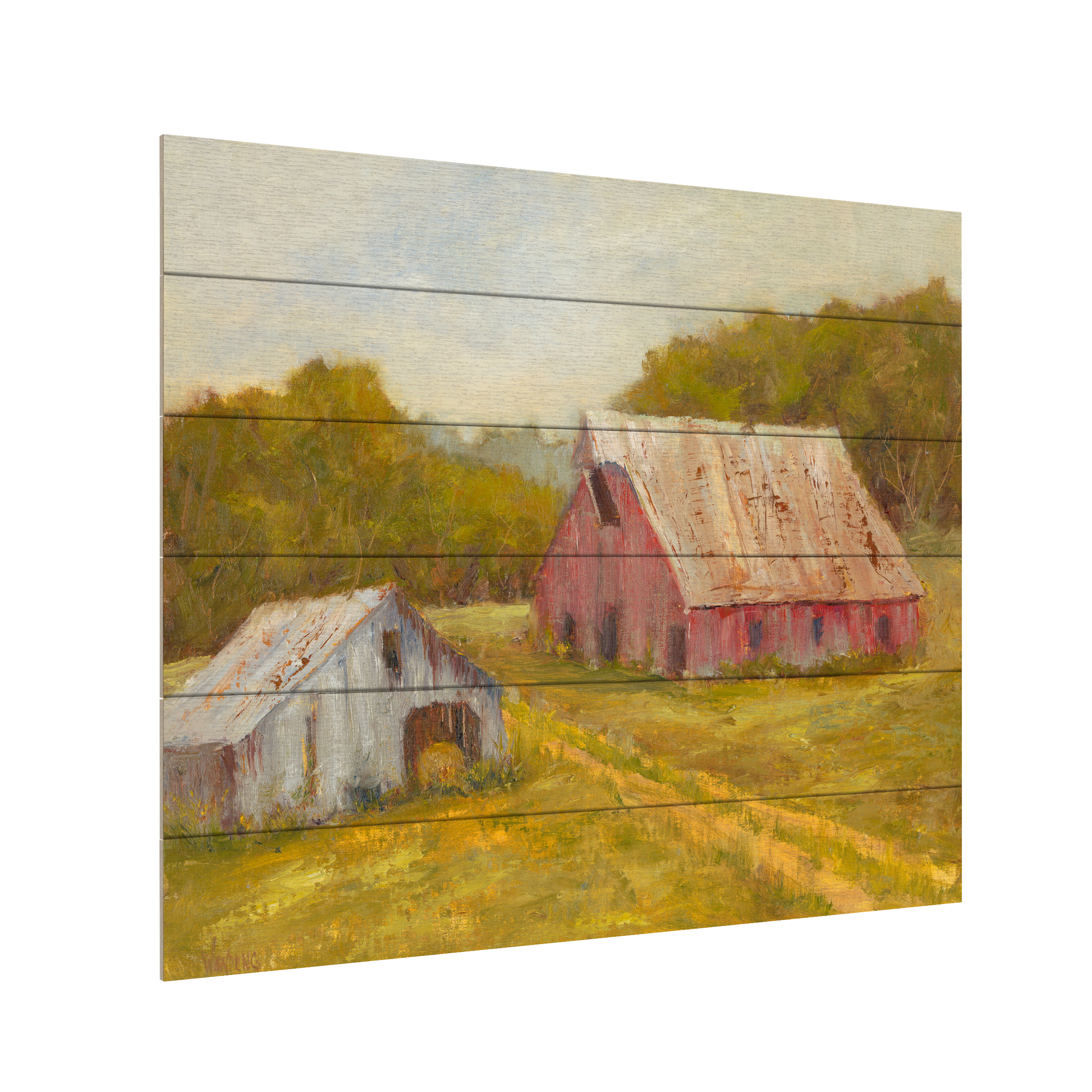 Marilyn Wendling 'Country Barns' Wood Slat Art 18x22