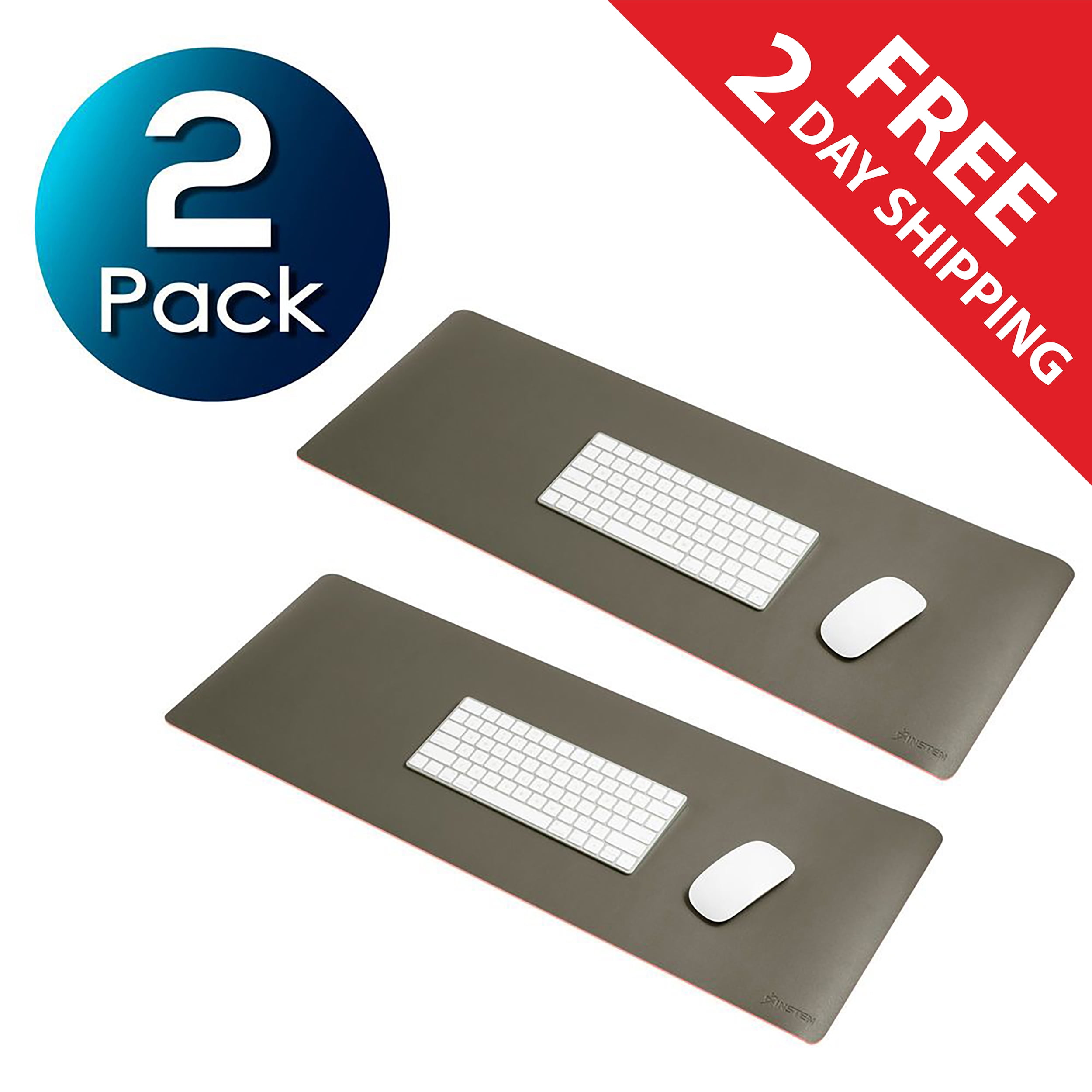 Insten 2Pack Double Sided Color Extra Large Leather Mousepad Keyboard