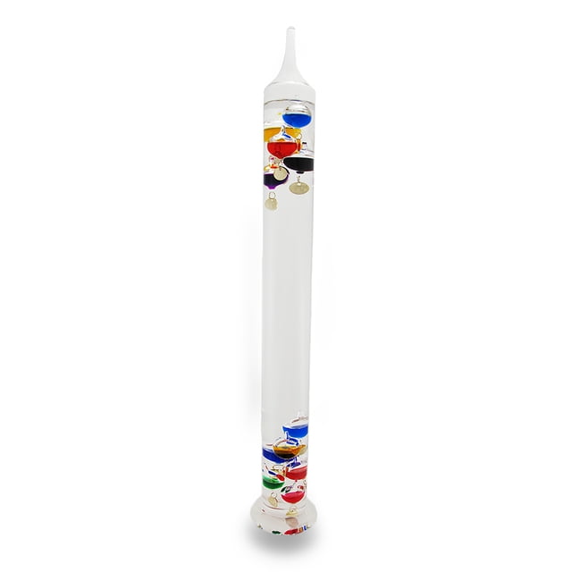 Exquisite 22-Inch High Glass Galileo Thermometer: Featuring 11 Colored Liquid-Filled Bubbles for Precision Temperature Readings and Decorative Elegance in Home or Office