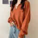 thumbnail image 2 of Suéter Lucyever de cuello en V para mujer con bolsillo, estilo coreano, suéteres sueltos de punto para mujer, jersey de manga larga de otoño para mujer, 2 of 6