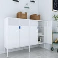 thumbnail image 4 of White Metal Cabinet,Metal Locker Storage Cabinet with Doors and Shelves,Metal Storage Cabinet,Metal Sideboard,Coffee Bar Liquor Cabinet for Kitchen,Living Room,Entryway,Home Office, 4 of 12
