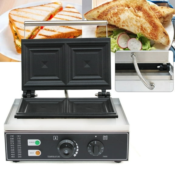 Sandwich Maker 2-Slice Commercial  Electric Sandwich  Grill Maker Machine Burger Maker Non-stick Large Capacity Sandwich  Grill Maker 110V 1500W  for Home Bakeries Restaurants Kiosks Canteens
