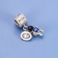 thumbnail image 2 of 925 Sterling Silver Blue Heart CZ Astronaut Dangle Charm for Bracelet Charms Bangle Pendant Jewelry, 2 of 3