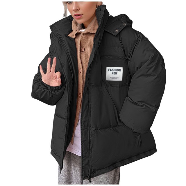 Chaqueta de algodón con capucha y manga larga para mujer, informal, con cremallera y manga larga, con capucha y plumón, abrigo de algodón