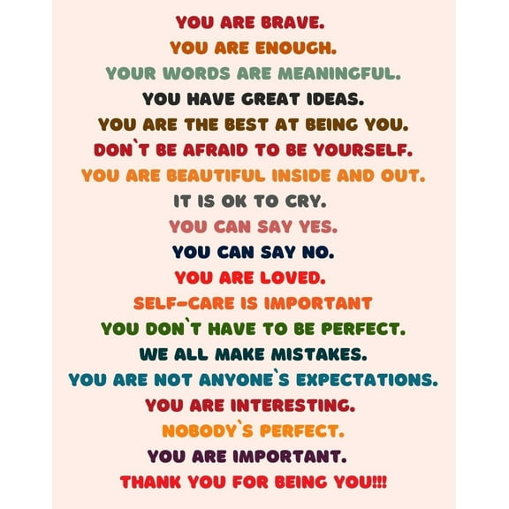 "You Are Enough-Loved-Important"- Inspirational Wall Art Print. Motivational Wall Art Home Décor, Office Décor. Perfect For Building Confidence in Children & Graduates