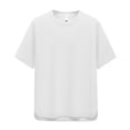 thumbnail image 2 of Mens Short Sleeve T-Shirts Pack Crew Neck Textured Shirts Stretch Undershirt Tee Tops Bulk Summer Beach Plain Short Sleeve (White,XXXXXL), 2 of 4