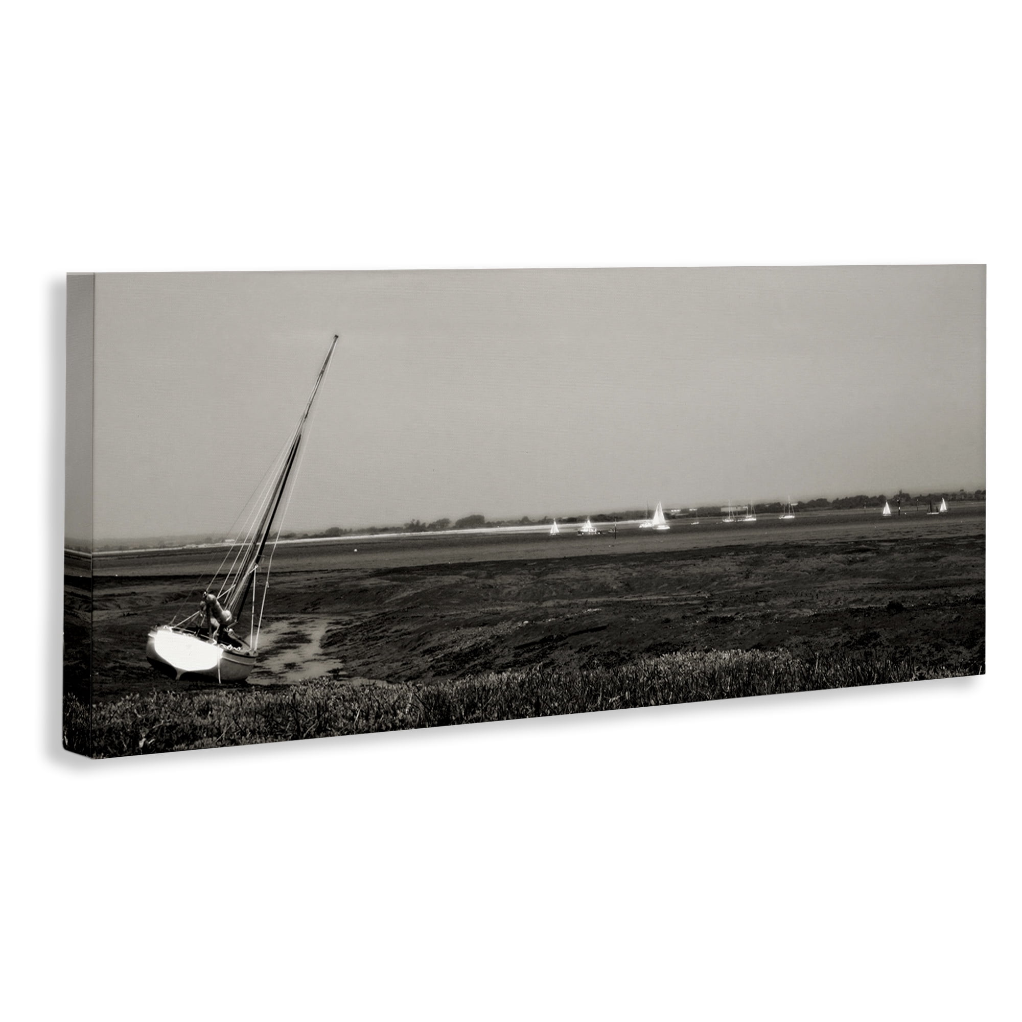 Stupell Industries Boating Towards Hayling Coastal Photography Gallery Wrapped Canvas Art Print Wall Art, 30 x 13