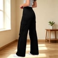 thumbnail image 7 of ClodeEU Women High Waist Flare Leg Cargo Pants,Vintage Casual Slim Bell Bottom Trousers with Pocket Black,Women's Plus XL, 7 of 7