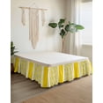 thumbnail image 2 of Yellow Daisy Wrap Around Bed Skirts for King Bed 18" Drop, Bed Skirt with Adjustable Elastic Belt Dust Ruffle Bed Valance for Bedroom Hotel Luxury Farmhouse Floral Yellow Striped Bed Frame Cover, 2 of 7