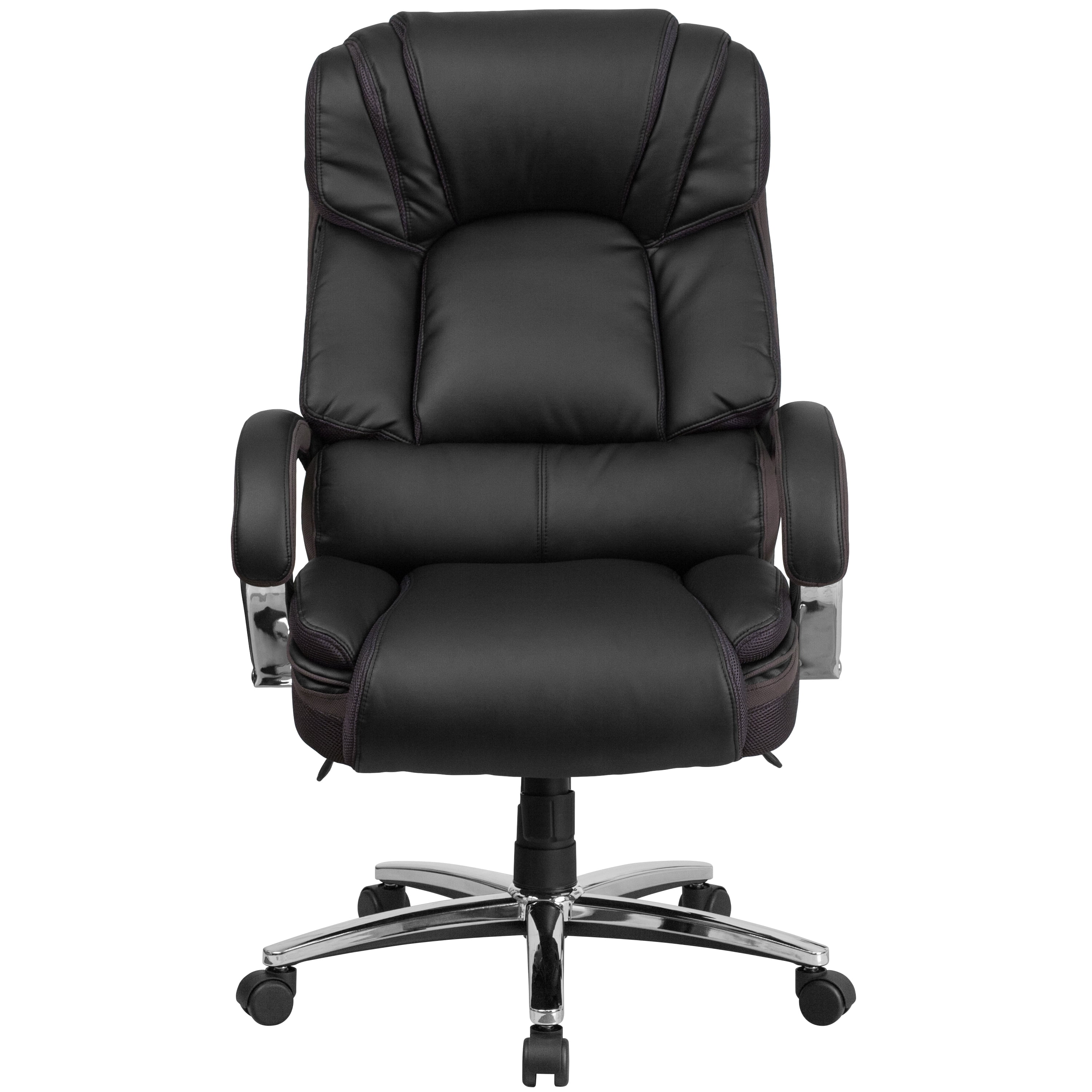 Emma + Oliver 500 lb. Big & Tall Black LeatherSoft Executive Swivel Arm Ergonomic Office Chair