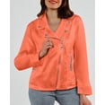 thumbnail image 2 of Wxolcjlv Women's Satin Moto Jacket Lapel Asymmetric Zip Long Sleeve Biker Jacket With Zipper Pockets, 2 of 4