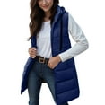 thumbnail image 3 of larppty Long Puffer Vest for Women with Hood Lightweight Sleeveless Down Vest for Spring, Fall & Winter (Blue, S), 3 of 4