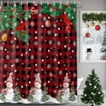 thumbnail image 3 of Christmas Tree Shower Curtain, 36" x 72", Snowman Winter Snowflakes Red Black Plaid Waterproof Bathroom Curtain Washable Shower Curtain Set with 12 Hooks, 3 of 6