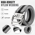 thumbnail image 3 of TRISJEM Men's Nylon Double D-Ring Belt, Adjustable No-Hole Canvas Web Belt for Jeans, Work, Travel and Outdoor Wear, Black, Blue, Gray or Olive, Waist 31"-43", 3 of 6