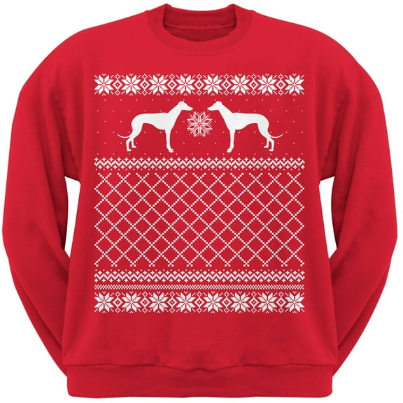 Greyhound Red Adult Ugly Christmas Sweater Crew Neck Sweatshirt