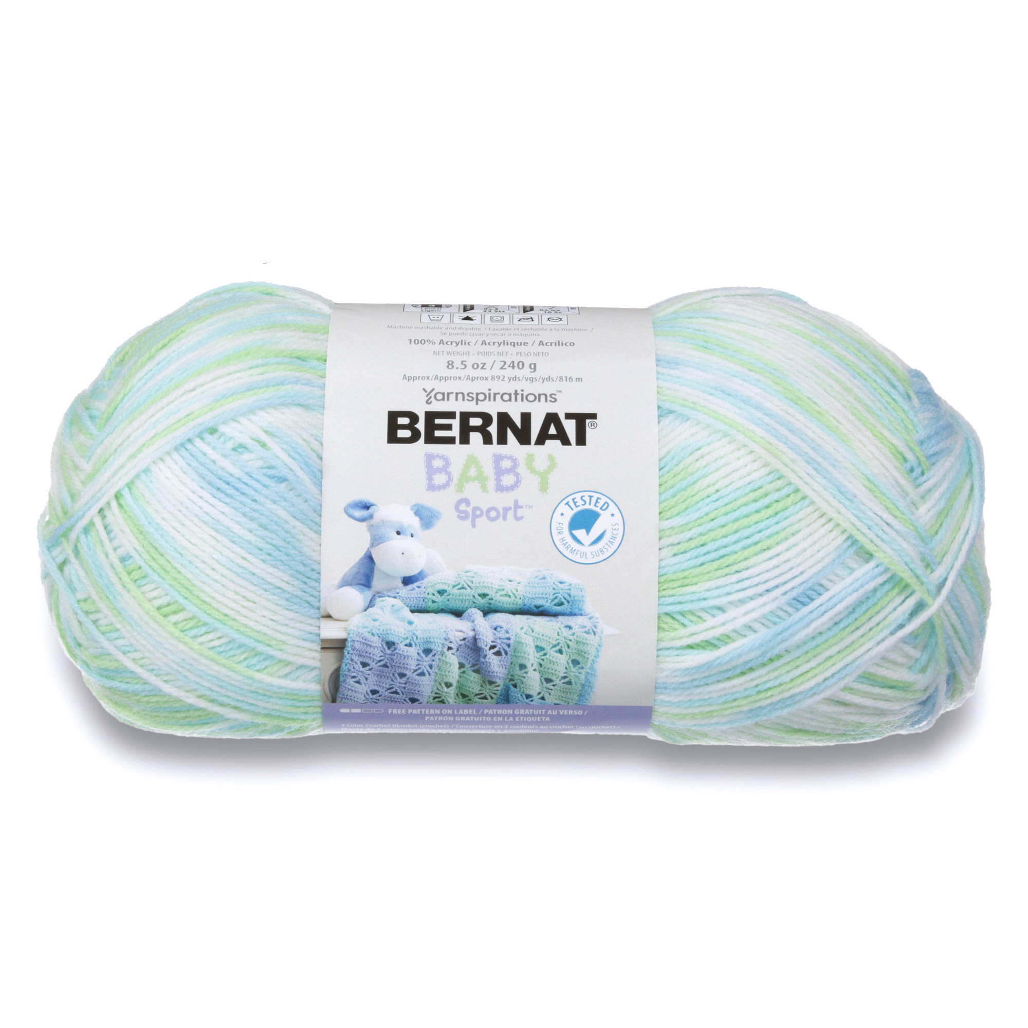 Bernat® Baby Sport™ #3 Light Acrylic Yarn, 8.5oz/240g, 861 Yards (4 Pack) Funny Print