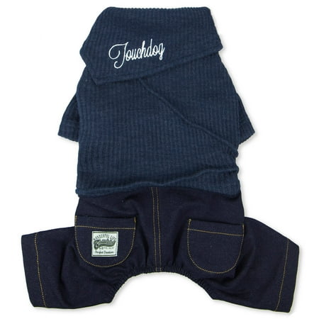 UPC: 0810010814647 | Touchdog Vogue Neck-Wrap Sweater and Denim Pant Outfit