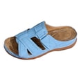 thumbnail image 6 of Gladiator Sandals for Women Summer Beach Vacation Walking Fisherman Slides Boho Hollow out Slip on Orthopedic Shoes Sky Blue Size 8.5, 6 of 7