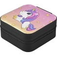 thumbnail image 3 of SKYSONIC Unicorn Travel Jewelry Box PU Leather Jewelry Organizer Ideal Gift for Women Girls, Portable Mini Jewelry Travel Case for Stud Earrings Rings Necklaces Bracelets, 3 of 7
